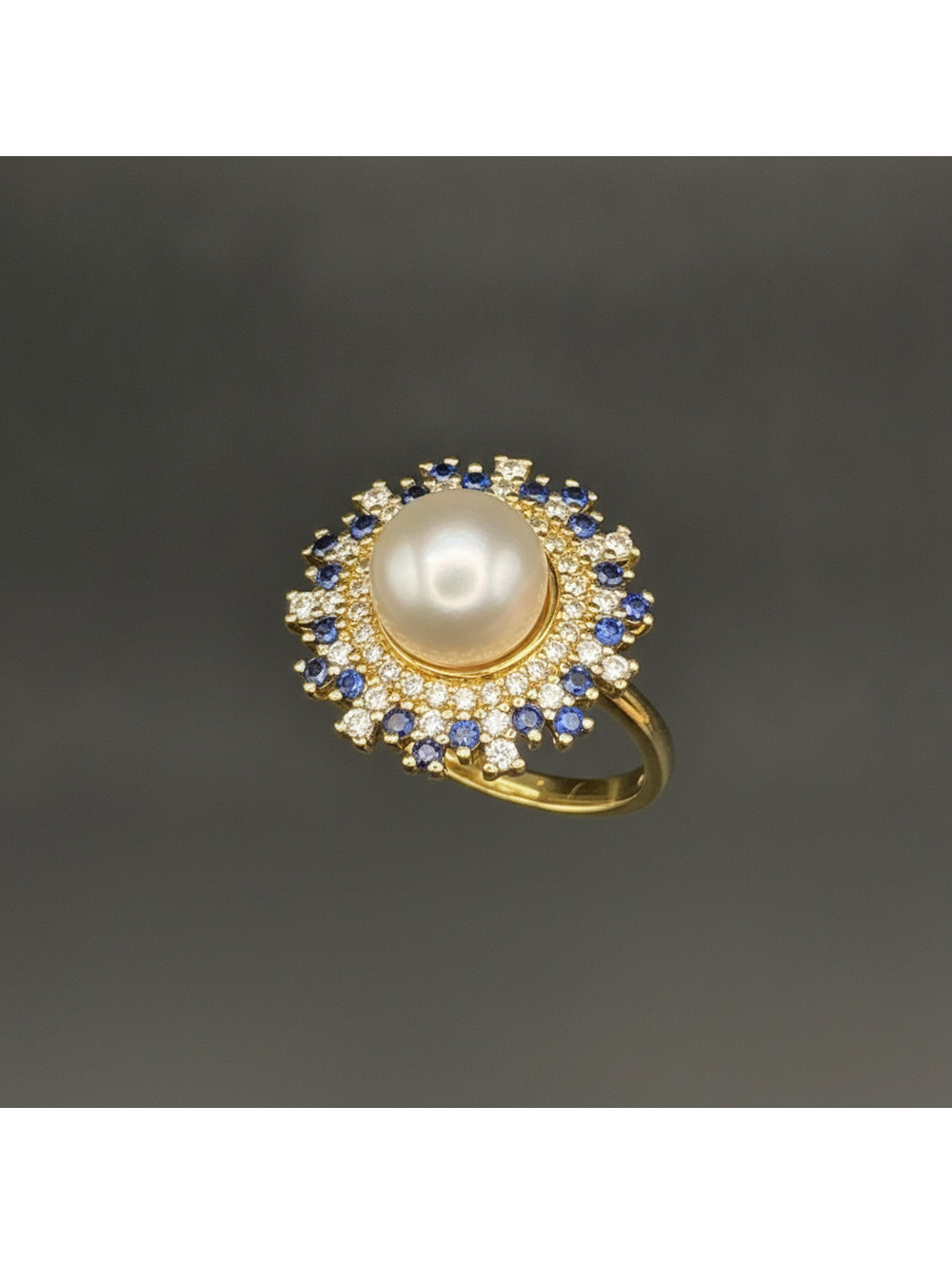 Candy+Clover Cream Freshwater Pearl Crystal Halo Adjustable Ring